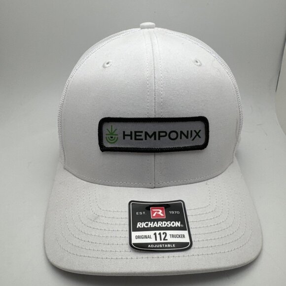 Hemponix Hat Cap Snap Back Trucker White Mesh Richardson 112 Patch Mens Logo - Picture 1 of 5